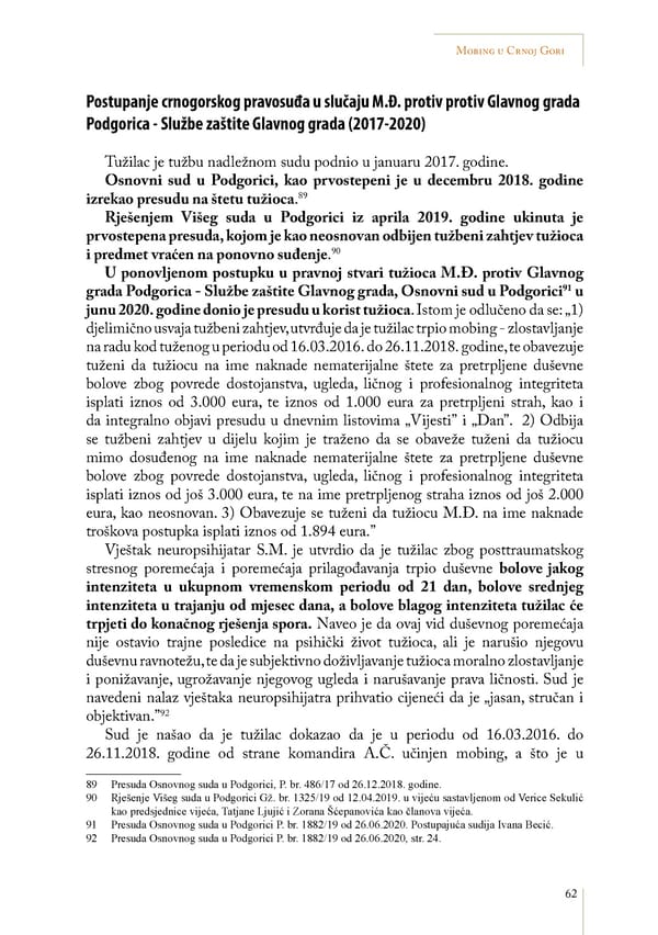 Mobbing and gender based discrimination in Montenegro by Irena Radovic - Page 73