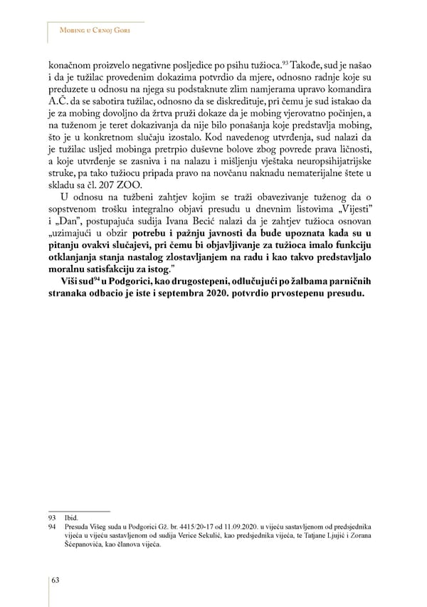 Mobbing and gender based discrimination in Montenegro by Irena Radovic - Page 74