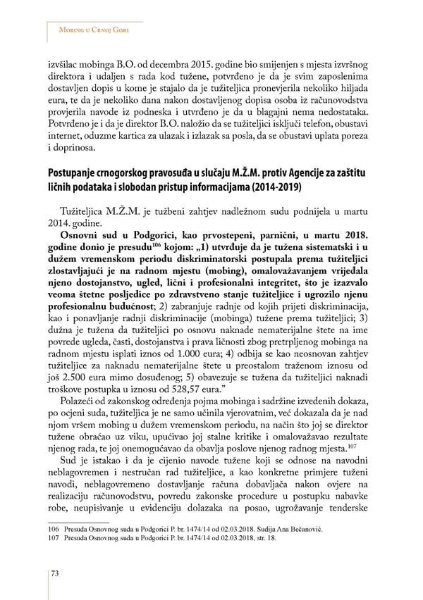 Mobbing and gender based discrimination in Montenegro by Irena Radovic - Page 84