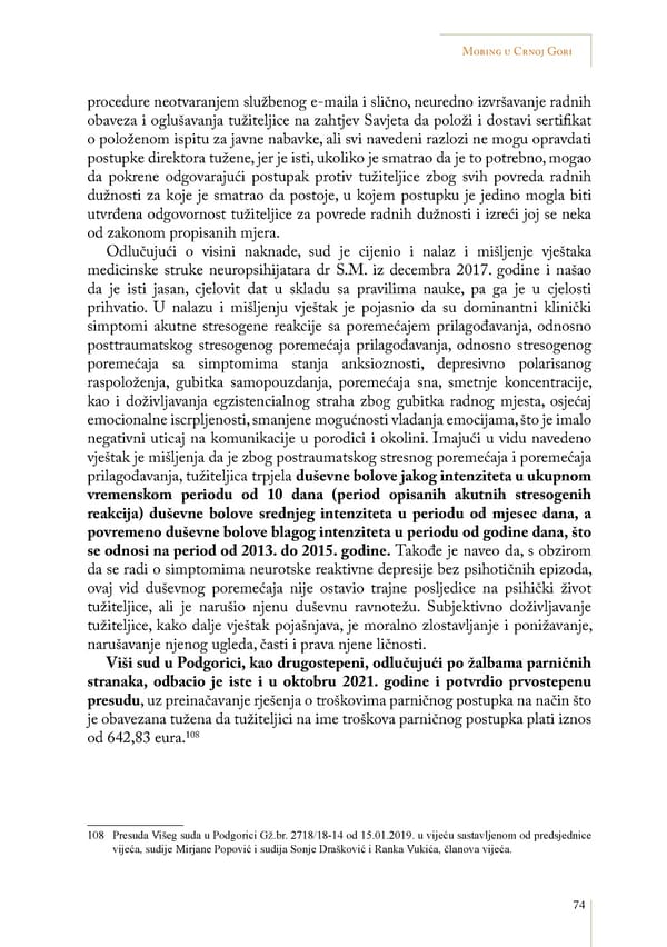 Mobbing and gender based discrimination in Montenegro by Irena Radovic - Page 85