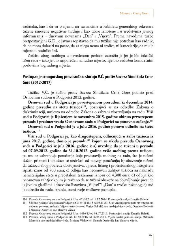 Mobbing and gender based discrimination in Montenegro by Irena Radovic - Page 87