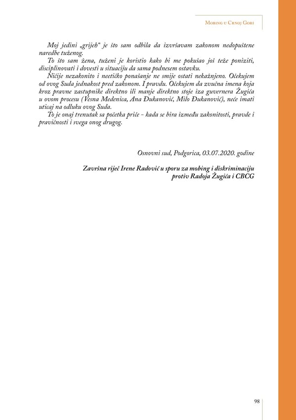 Mobbing and gender based discrimination in Montenegro by Irena Radovic - Page 109