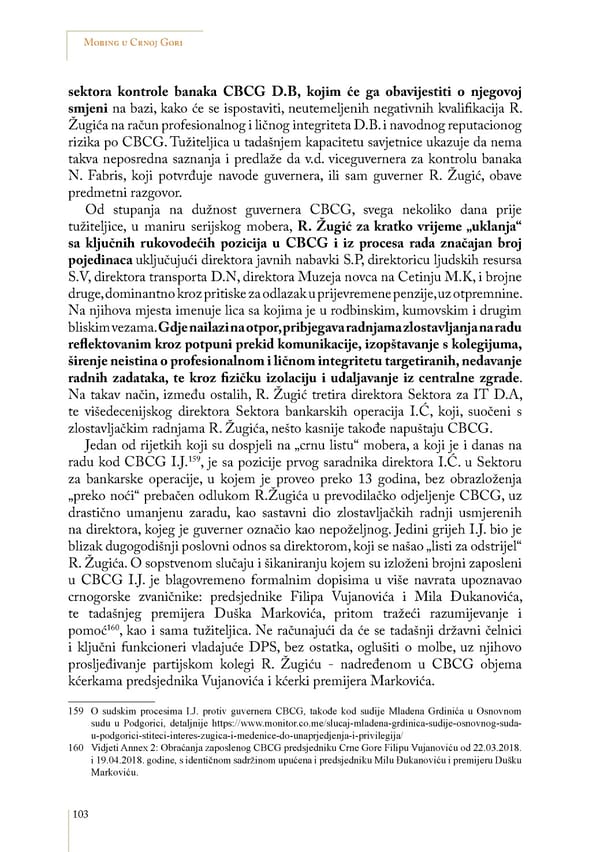 Mobbing and gender based discrimination in Montenegro by Irena Radovic - Page 114