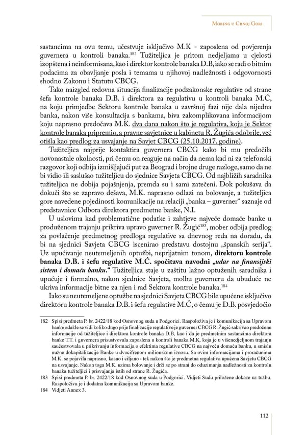 Mobbing and gender based discrimination in Montenegro by Irena Radovic - Page 123