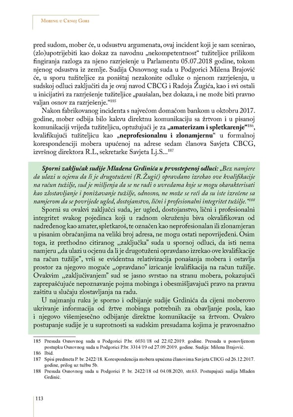 Mobbing and gender based discrimination in Montenegro by Irena Radovic - Page 124