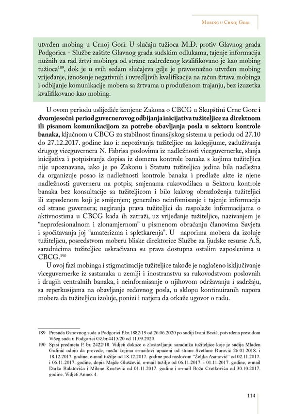 Mobbing and gender based discrimination in Montenegro by Irena Radovic - Page 125