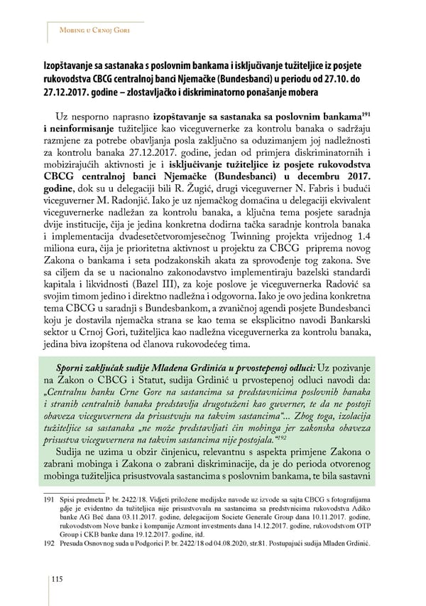 Mobbing and gender based discrimination in Montenegro by Irena Radovic - Page 126