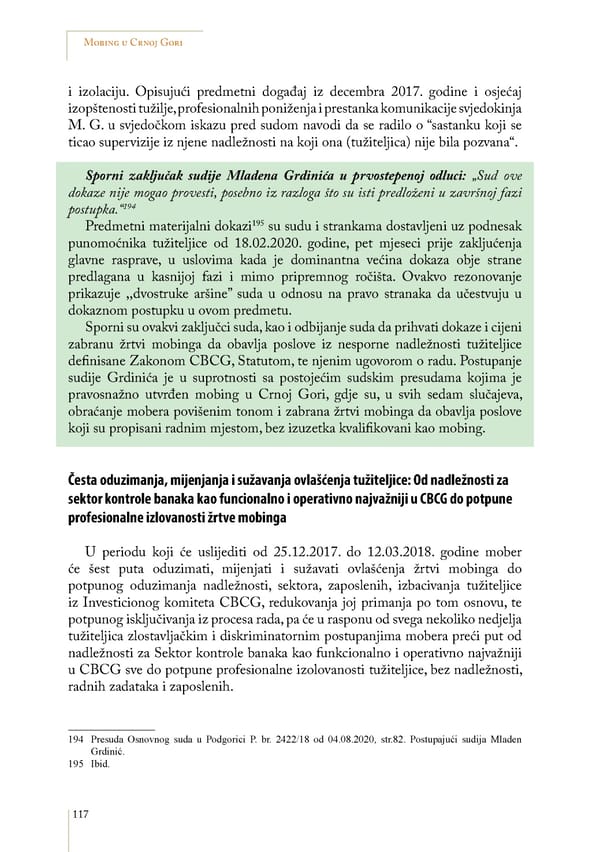 Mobbing and gender based discrimination in Montenegro by Irena Radovic - Page 128