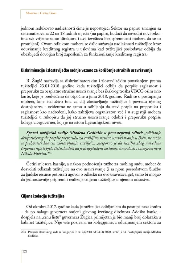 Mobbing and gender based discrimination in Montenegro by Irena Radovic - Page 134