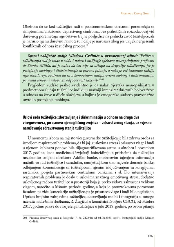 Mobbing and gender based discrimination in Montenegro by Irena Radovic - Page 137