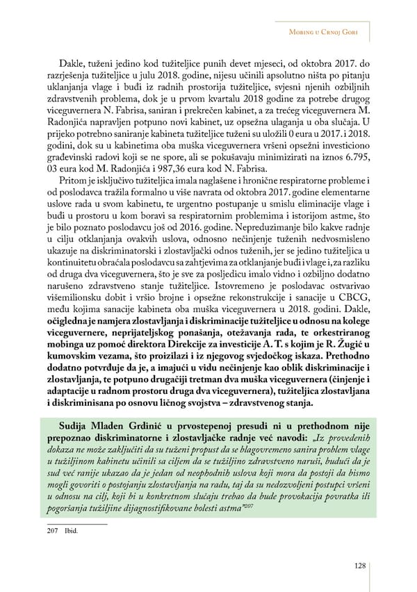 Mobbing and gender based discrimination in Montenegro by Irena Radovic - Page 139