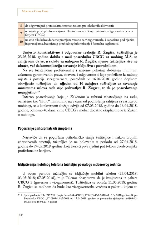 Mobbing and gender based discrimination in Montenegro by Irena Radovic - Page 146