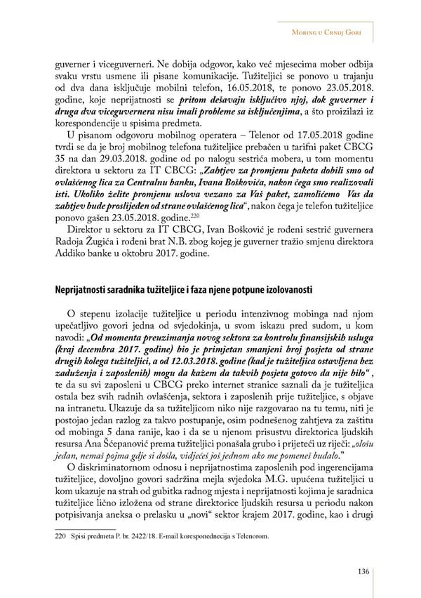 Mobbing and gender based discrimination in Montenegro by Irena Radovic - Page 147