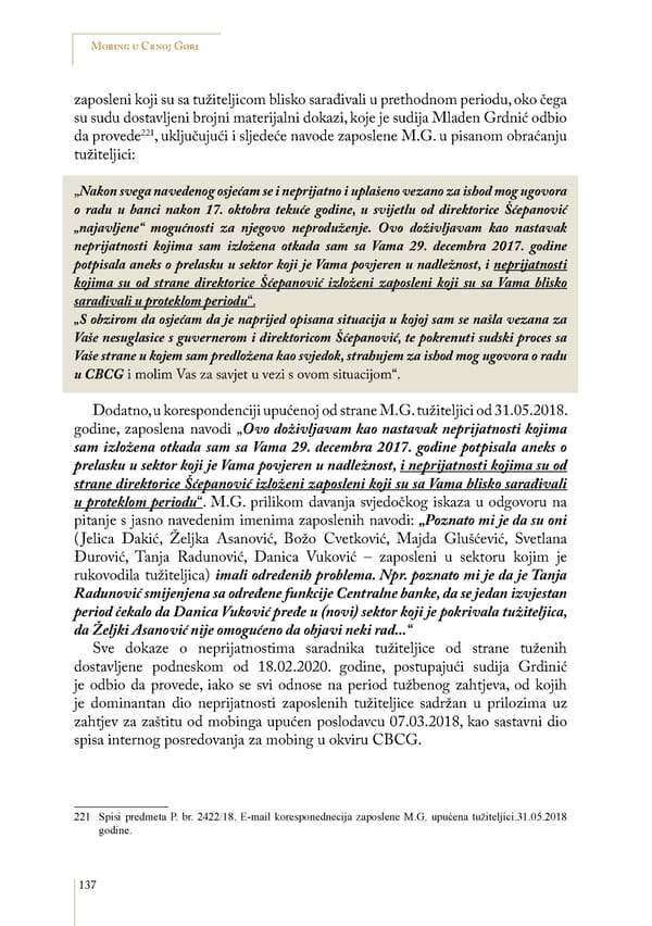 Mobbing and gender based discrimination in Montenegro by Irena Radovic - Page 148