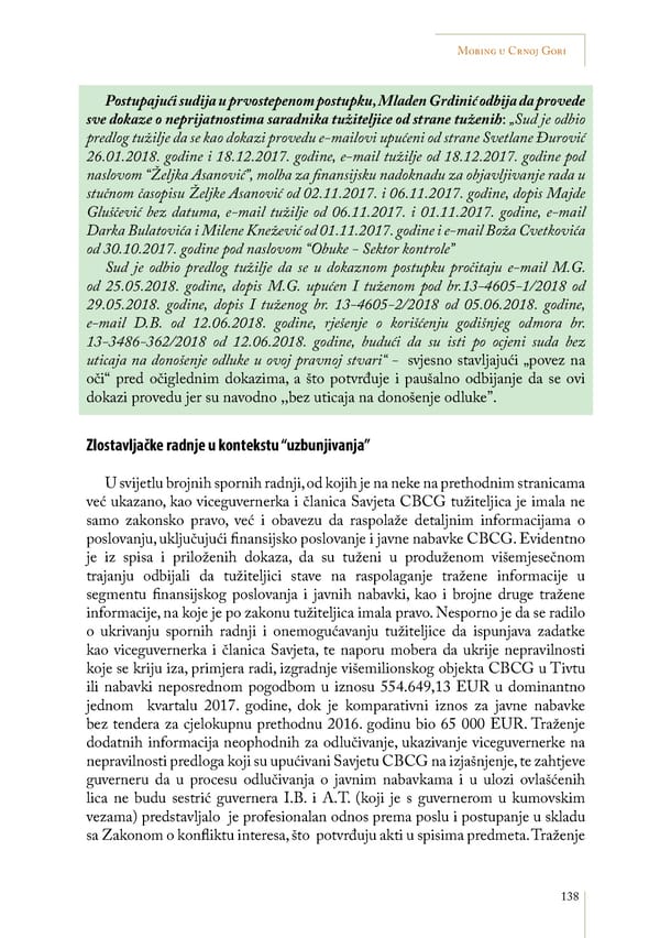 Mobbing and gender based discrimination in Montenegro by Irena Radovic - Page 149