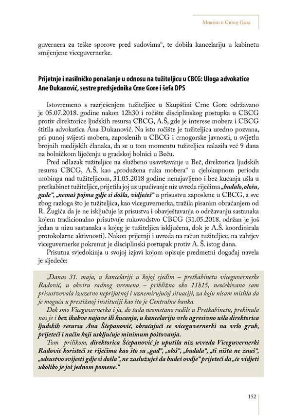 Mobbing and gender based discrimination in Montenegro by Irena Radovic - Page 163