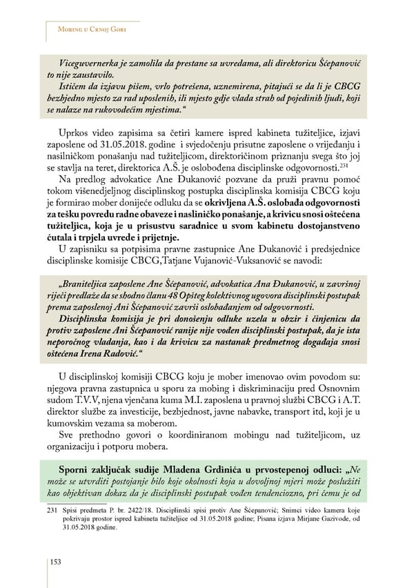 Mobbing and gender based discrimination in Montenegro by Irena Radovic - Page 164