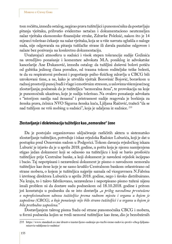 Mobbing and gender based discrimination in Montenegro by Irena Radovic - Page 166