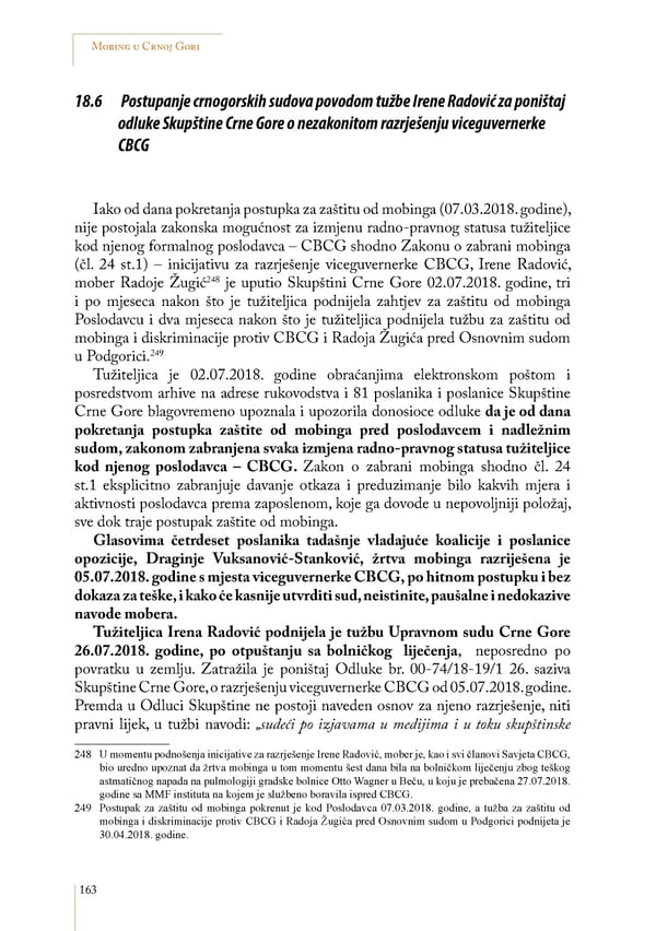 Mobbing and gender based discrimination in Montenegro by Irena Radovic - Page 174