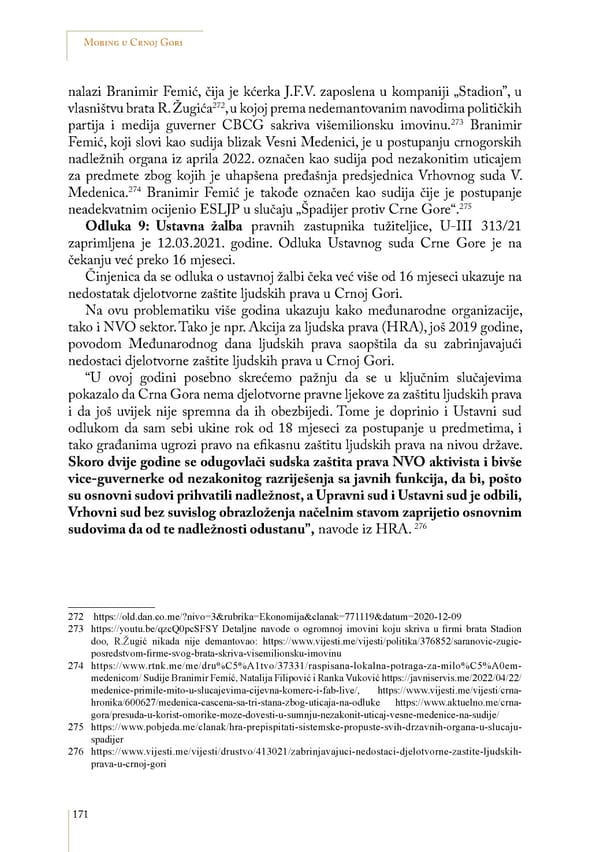 Mobbing and gender based discrimination in Montenegro by Irena Radovic - Page 182