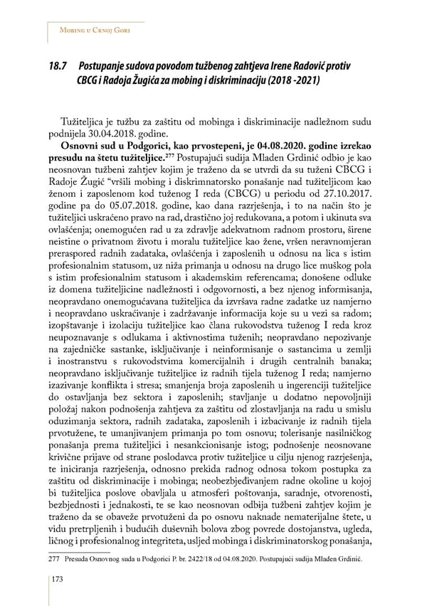 Mobbing and gender based discrimination in Montenegro by Irena Radovic - Page 184