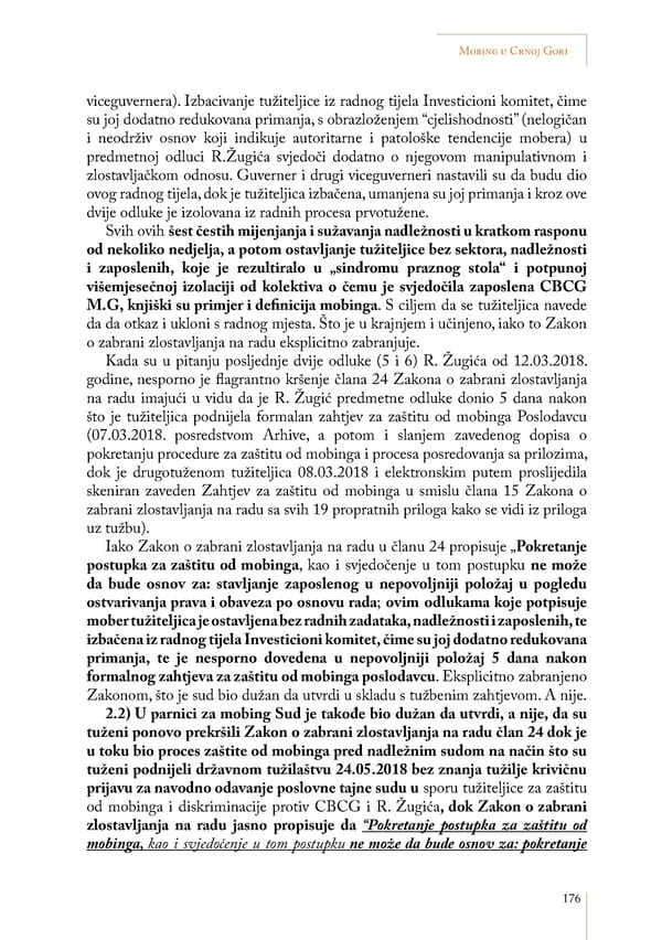 Mobbing and gender based discrimination in Montenegro by Irena Radovic - Page 187