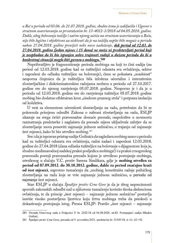 Mobbing and gender based discrimination in Montenegro by Irena Radovic - Page 189