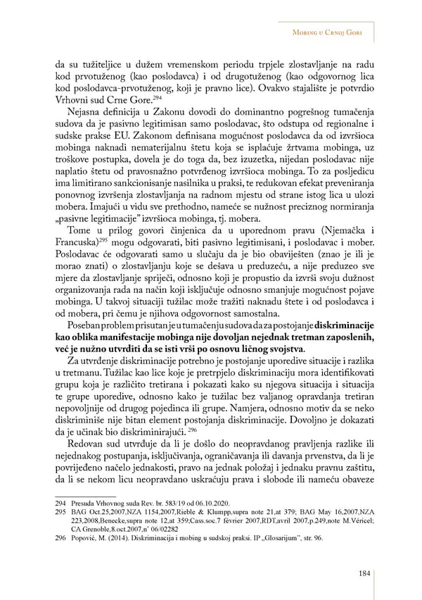 Mobbing and gender based discrimination in Montenegro by Irena Radovic - Page 195