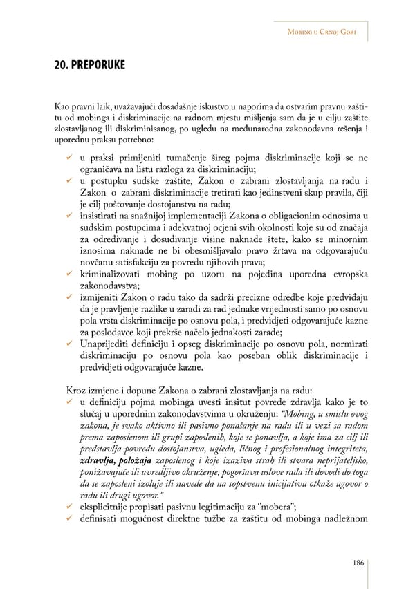 Mobbing and gender based discrimination in Montenegro by Irena Radovic - Page 197