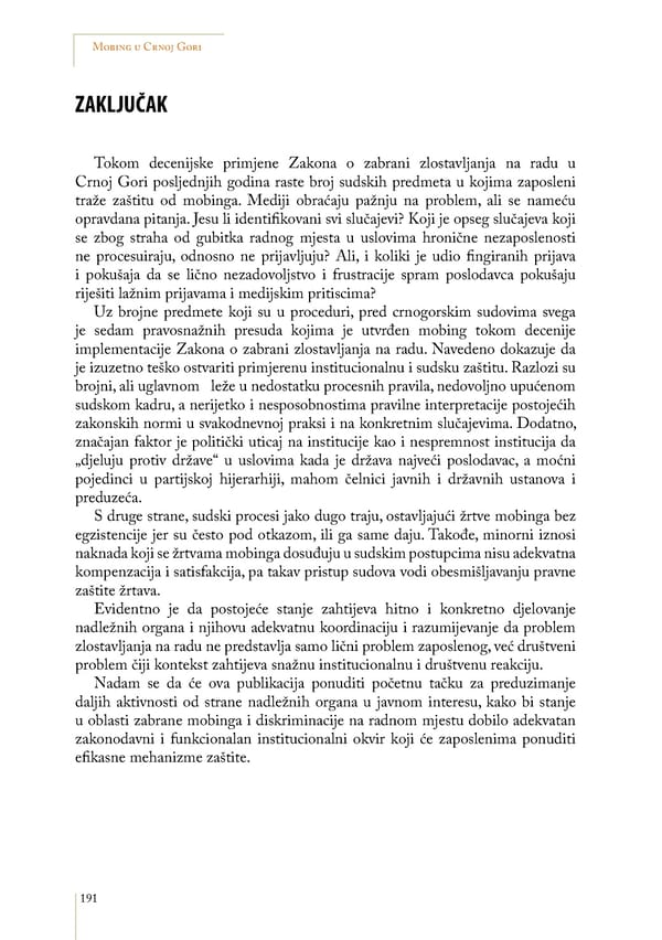 Mobbing and gender based discrimination in Montenegro by Irena Radovic - Page 202