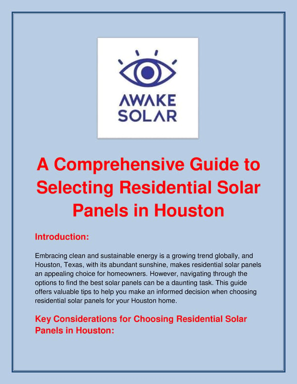 Residential Solar Panels in Houston - Page 1