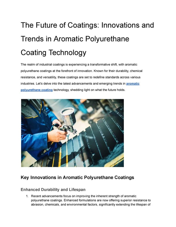 The Future of Coatings: Innovations and Trends in Aromatic Polyurethane Coating Technology - Page 1