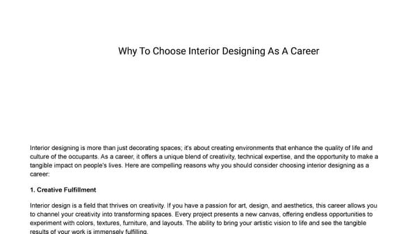 Why To Choose Interior Designing As A Career - Page 1