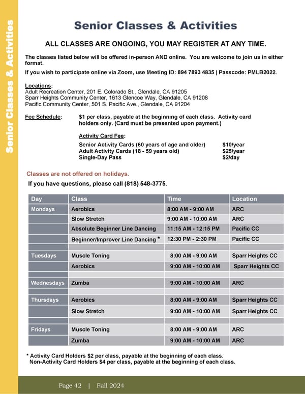 City of Glendale Fall 2024 Leisure Guide - Page 42