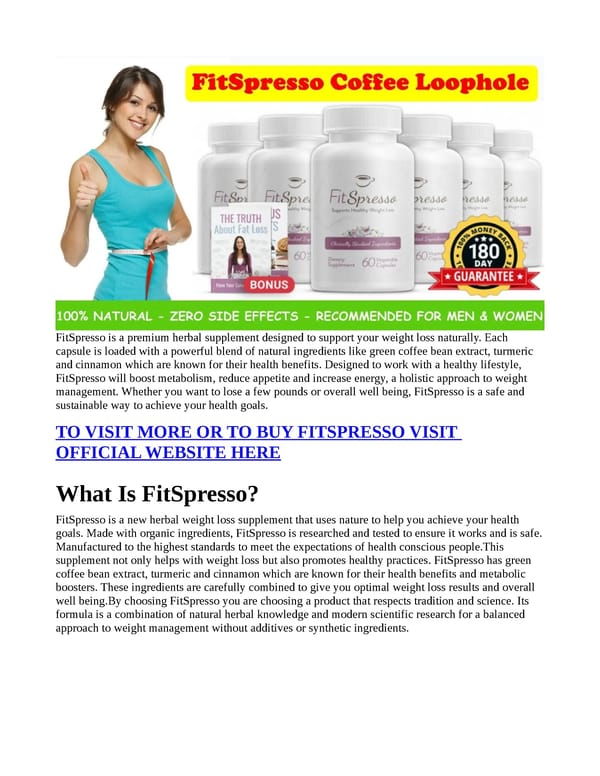 FitSpresso Supplement (Justified Consumer Warning) It is accomplish Truly Work? - Page 1