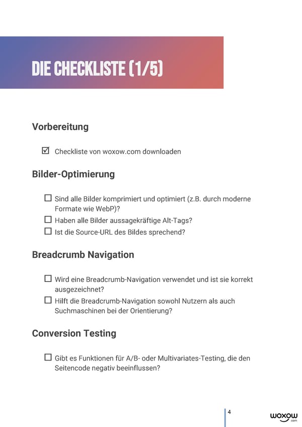 WOXOW technical SEO Checkliste - Page 4