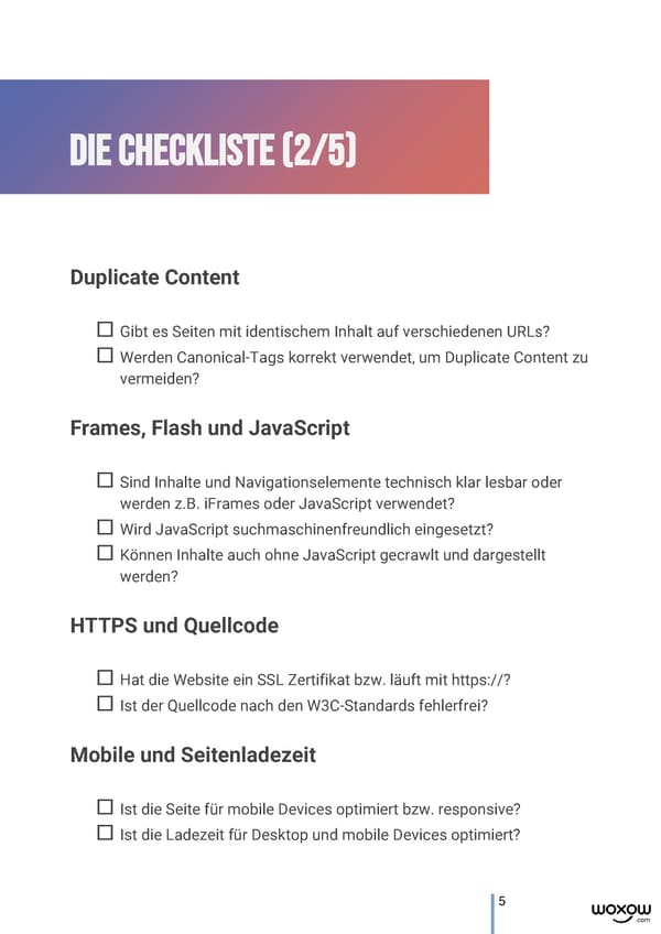 WOXOW technical SEO Checkliste - Page 5