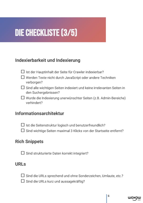 WOXOW technical SEO Checkliste - Page 6