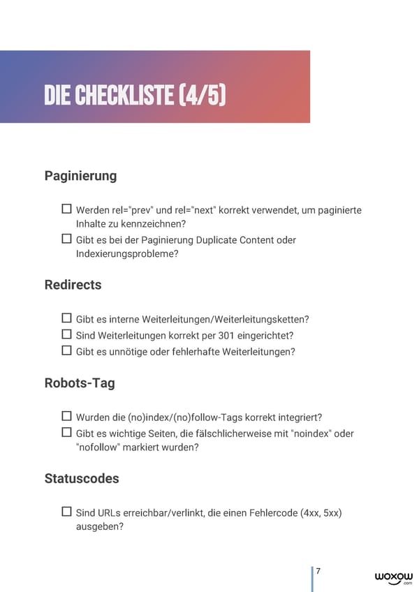 WOXOW technical SEO Checkliste - Page 7