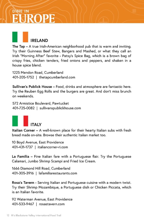 Blackstone Valley International Food Trail Guide - Page 12