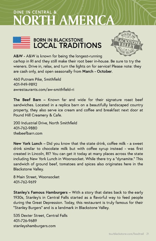 Blackstone Valley International Food Trail Guide - Page 21