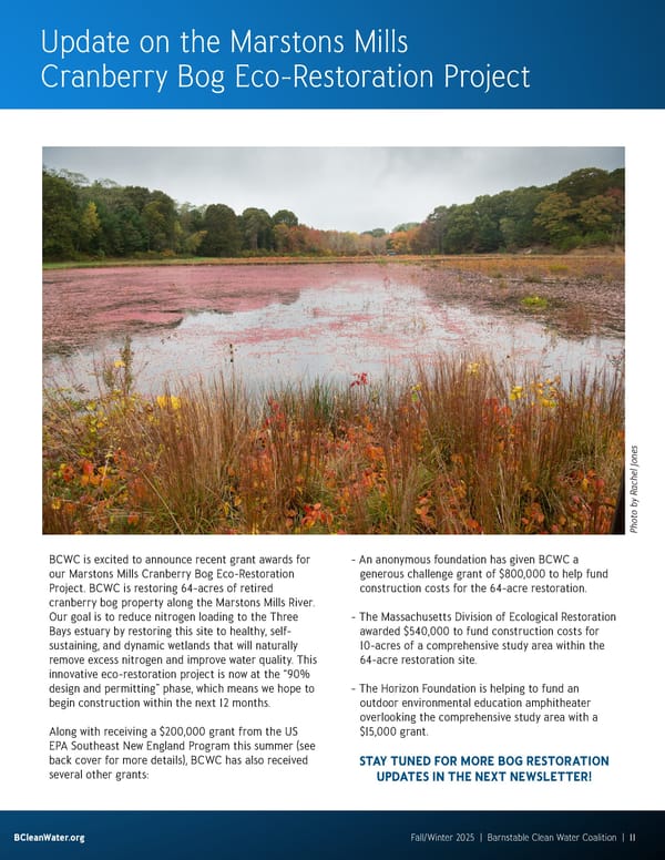 Barnstable Clean Water Coalition Quarterly: Fall/Winter 2025 - Page 11