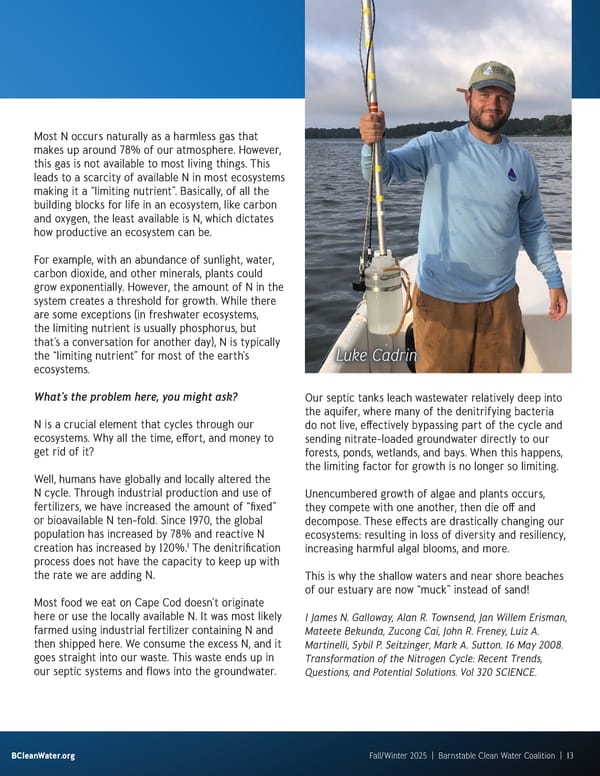 Barnstable Clean Water Coalition Quarterly: Fall/Winter 2025 - Page 13